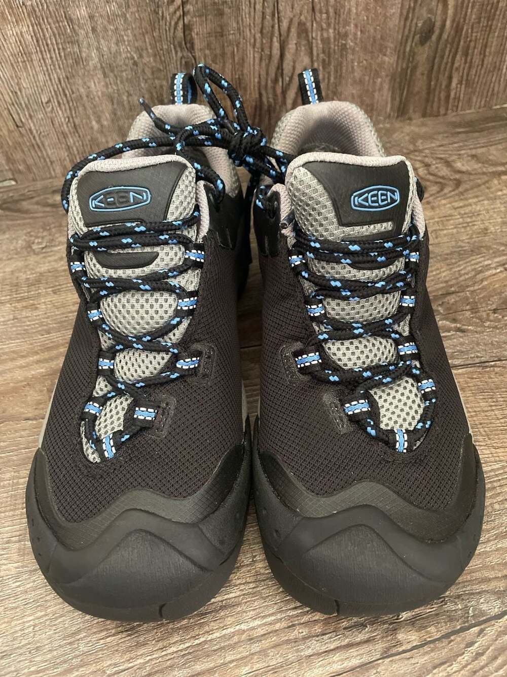 Keen Obsidian WP Size 6.5 Black Blue Waterproof Hiking Shoes